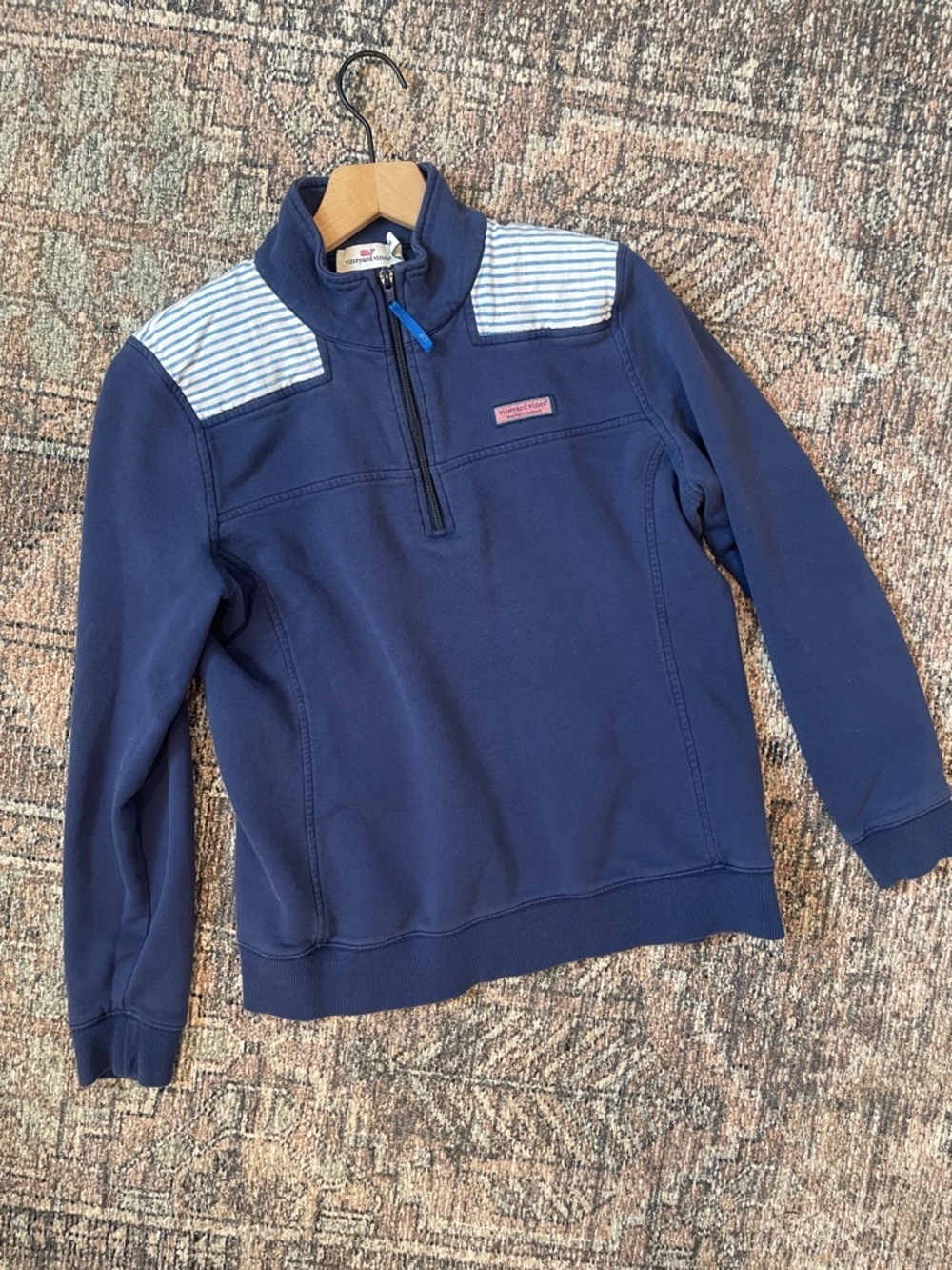 Vineyard Vines Boys Quarter Zip Pullover Blue Performance Sweatshirt Size Medium